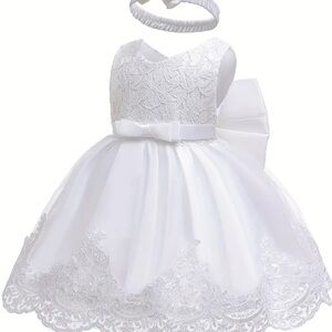 Elegant White Lace Kids Formal Dress